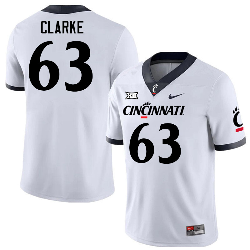 Cincinnati Bearcats #63 Zac Clarke College Football Jerseys Stitched-White